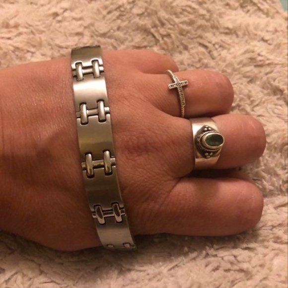 Silver METAMORPHIC Negative Ion Healing Bracelet - Picture 1 of 10